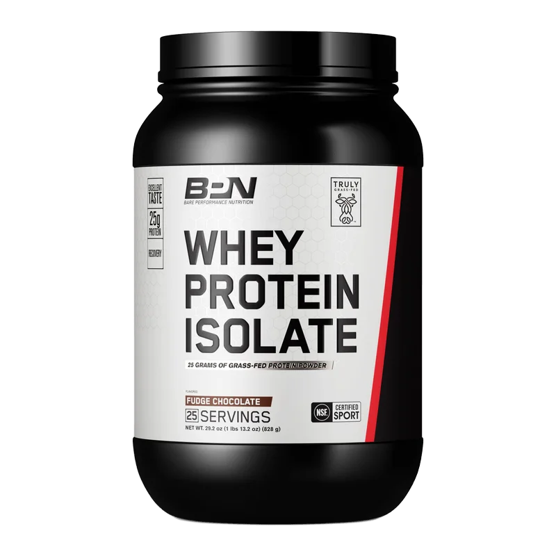 Bare Performance Nutrition Grass-Fed Whey Protein Isolate, front of package