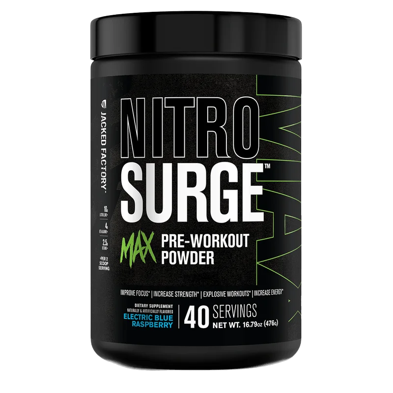 Jacked Factory Nitrosurge Max Pre-Workout, front of package
