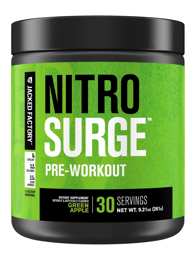 Jacked Factory Nitrosurge Pre-Workout, front of package