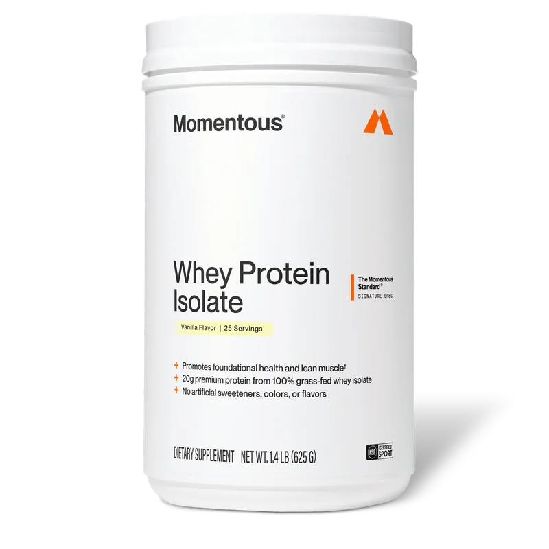 Momentous Whey Protein Isolate, front of package