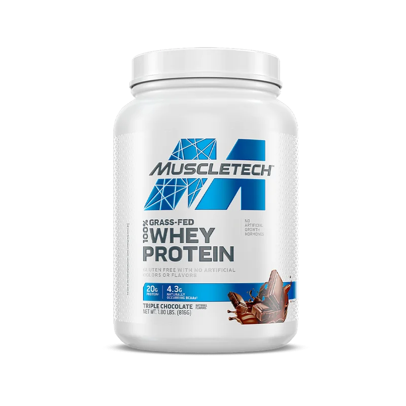 MuscleTech Grass-Fed 100% Whey Protein, front of package