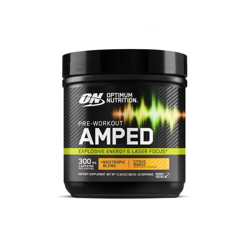 Optimum Nutrition Pre-Workout Amped, front of package