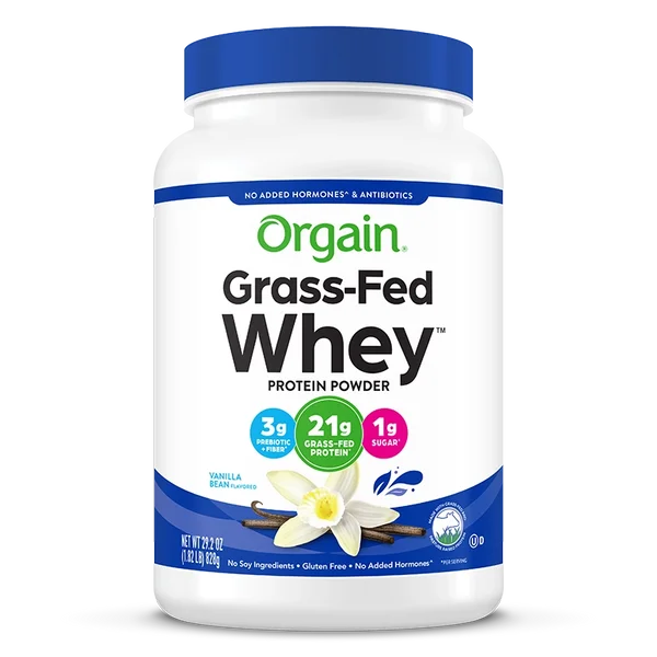 Orgain Grass Fed Whey Protein, front of package