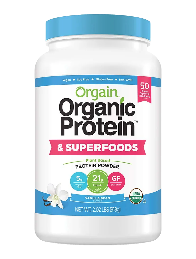 Orgain Organic Protein & Superfoods Plant Based Protein, front of package