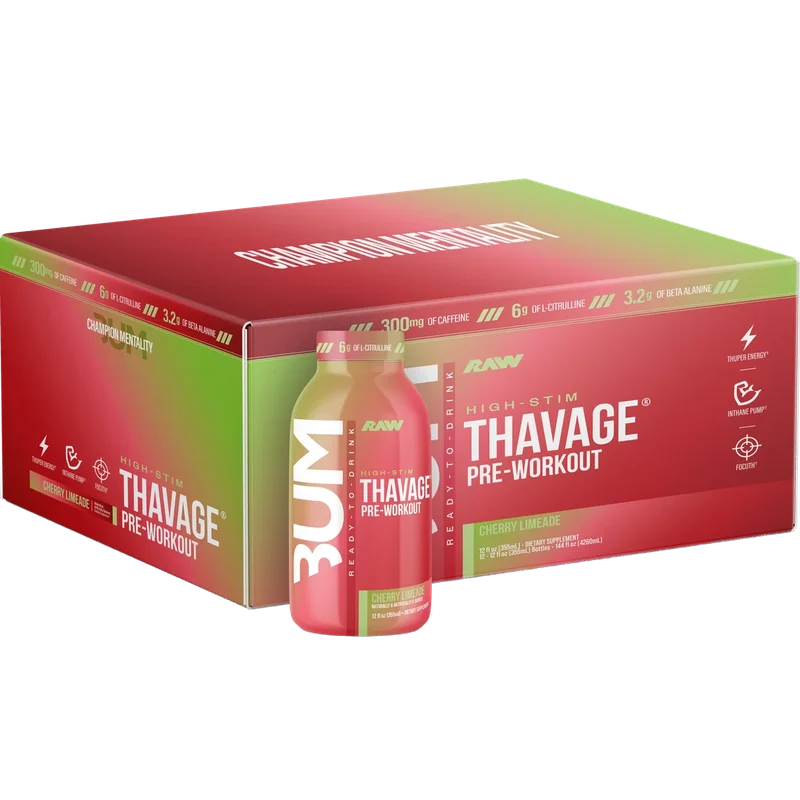 RAW Nutrition Thavage RTD Pre-Workout, front of package