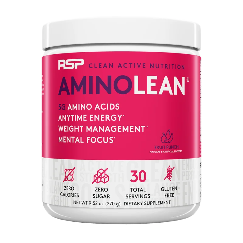 RSP Nutrition AminoLean Pre-Workout Naturally Sweetened, front of package