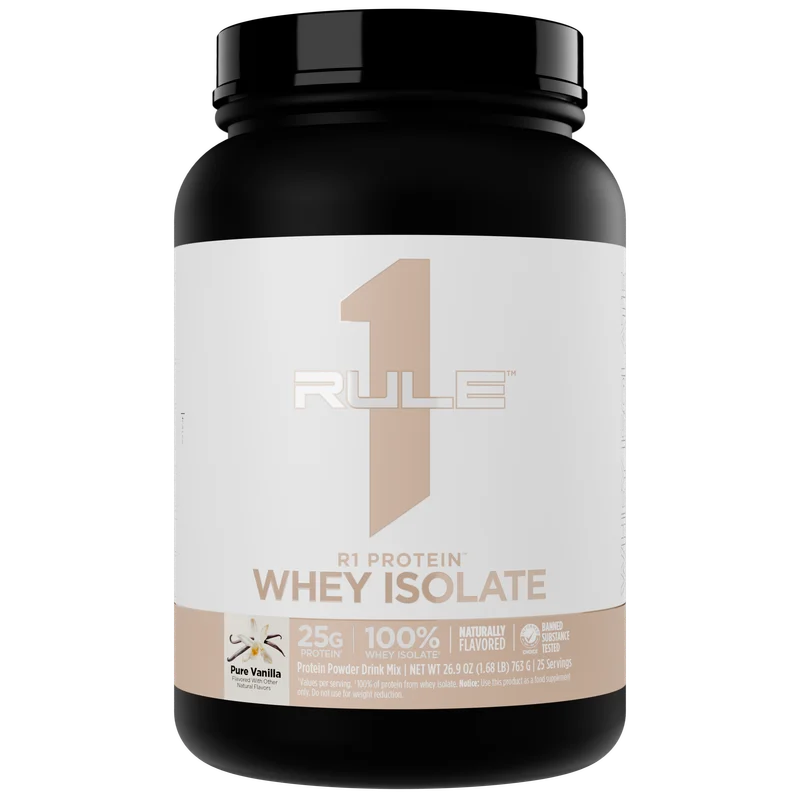 Rule 1 Naturally Flavored R1 Protein Whey Isolate, front of package