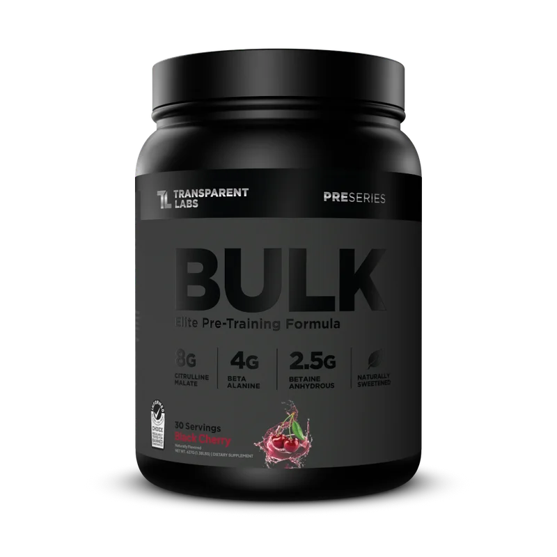 Transparent Labs Bulk Black Pre-Workout, front of package